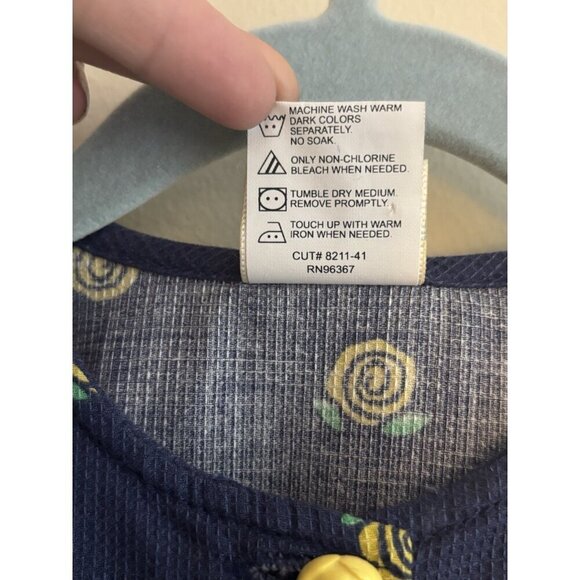 Vintage Oshkosh Collection Girls Dress 2T Toddler Blue Yellow Roses - Picture 6 of 10